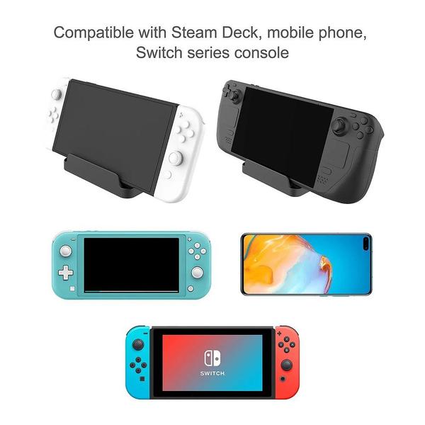 Imagem de Base Suporte De Mesa Dock Para Steam Deck Nintendo Switch Celular Preto