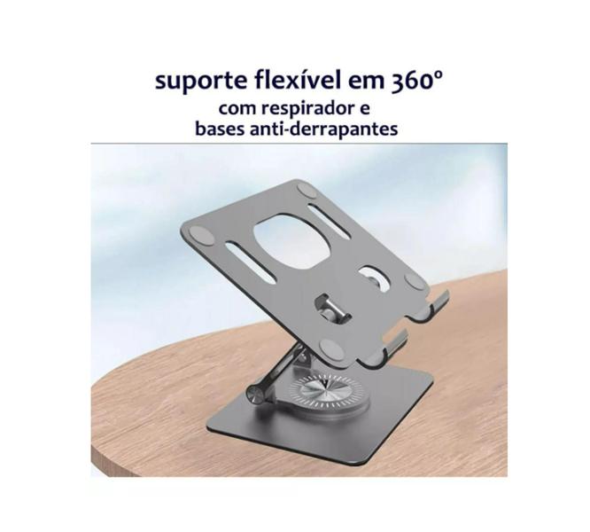 Imagem de Base Suporte Ergonômico Dobrável Giratório Metal Para Tablet Lenovo P11 TB-J606F 11