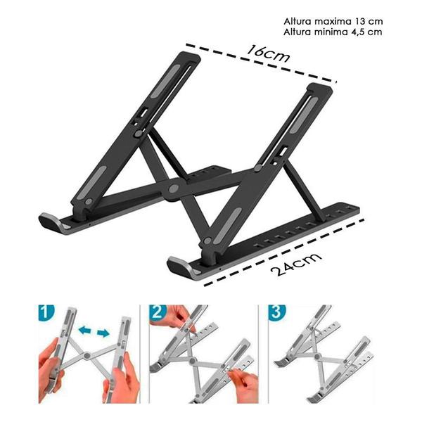 Imagem de Base Suporte Notebook Regulável Branco Home Office 7 Níveis