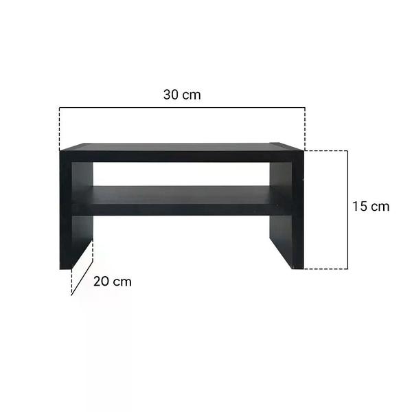 Imagem de Base Suporte para Monitor Apoio de Mesa Madeira Preto