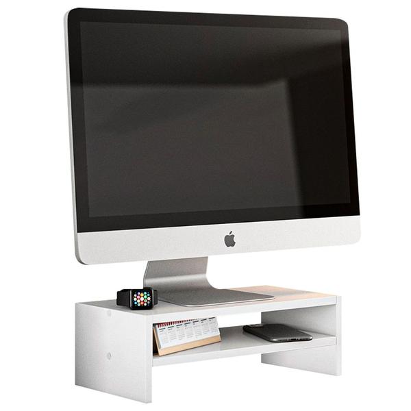 Imagem de Base Suporte Stand Para Monitor Setup Soft Elevado 45x15cm em 100% MDF Branco - Abmaza