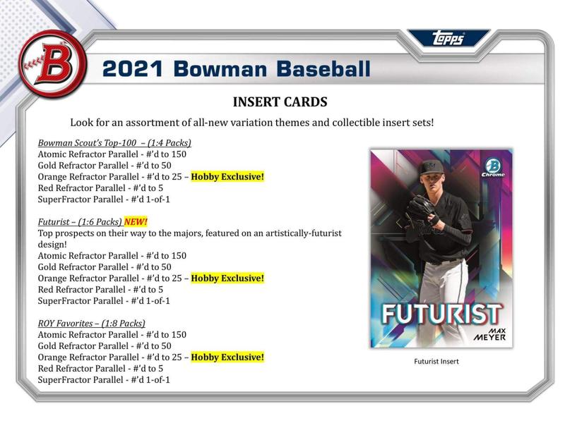 Imagem de Baseball Hobby Box Topps 2021 Bowman com 24 pacotes e 1 carro