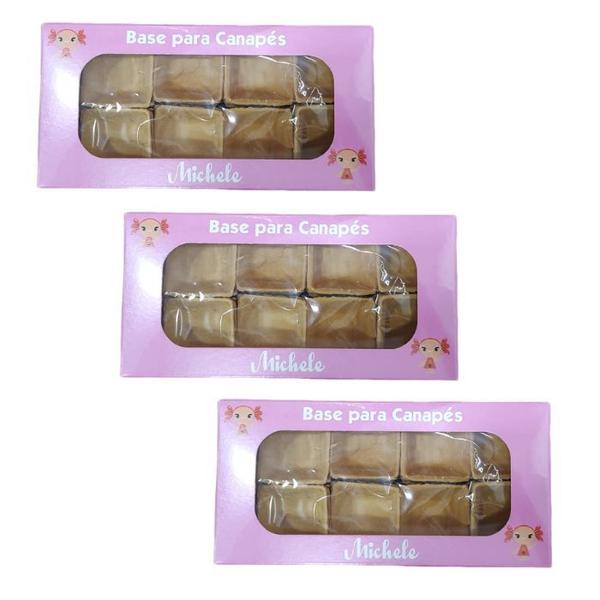 Bases para Canapé Quadradas Assadas Michele contendo 3 caixas com 40 unidades cada Imagem de Bases para Canapé Quadradas Assadas Michele contendo 3 caixas com 40 unidades cada