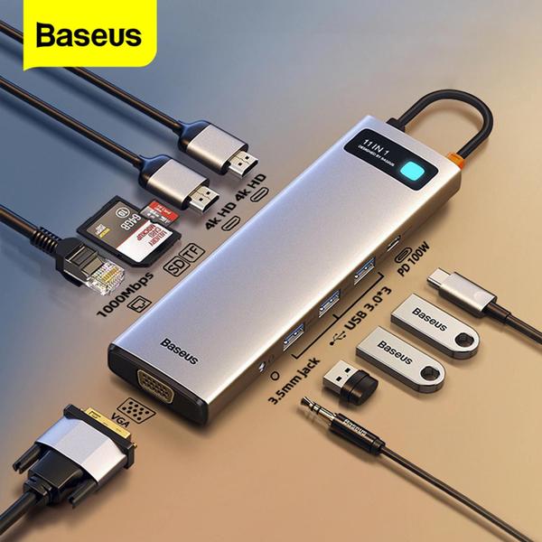 Imagem de Baseus Adaptador USB C para HDMI, estação de ancoragem USB C 4K a 60Hz, hub USB C 9 em 1 