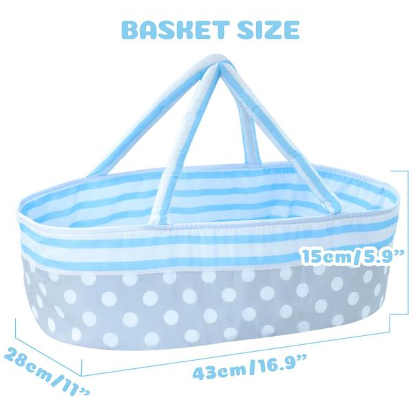 Imagem de Bassinet BABESIDE Reborn Baby Dolls dobráveis com alça azul