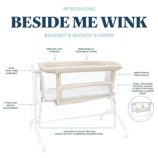 Imagem de Bassinet Baby Delight Beside Me Wink Bedside Sleeper, aveia orgânica