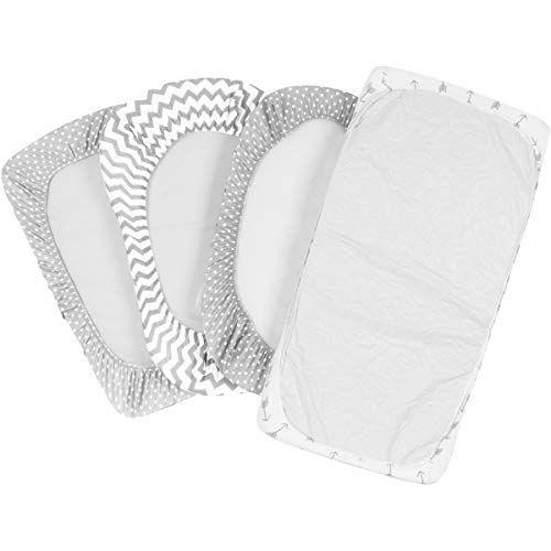 Imagem de Bassinet Lençóis  Bassinet Fitted Sheets 3 Pack  100% Jersey Knit Cotton Cradle Sheets  Bassinet Bedding para Almofadas Bassinet Oval ou Retangular de Tamanho Padrão  Lençol Bassinet para Menino e Menina