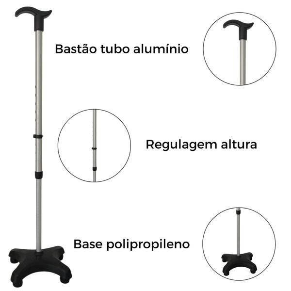 Imagem de Bastão 4 Apoios Alumínio Premium Altura Regulável Take Care