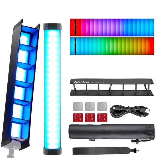 Imagem de Bastão De Led Rgb Godox Tl30 Bluetooth + Colmeia Grid Tlg30