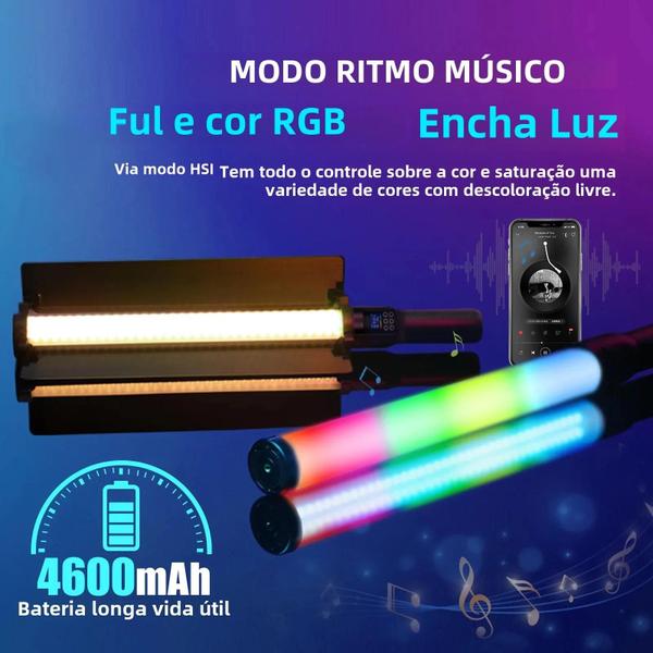 Imagem de Bastão de Luz LED RGB para Fotografia e Vídeo - Portátil com Suporte