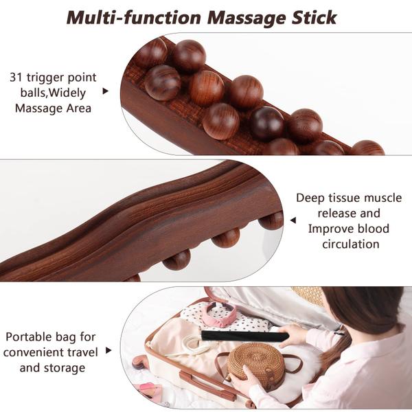 Imagem de Bastão de massagem Guasha Wood Therapy Body Shaping 31 Beads