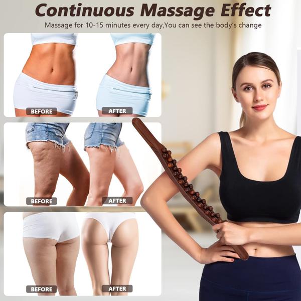 Imagem de Bastão de massagem Guasha Wood Therapy Body Shaping 31 Beads