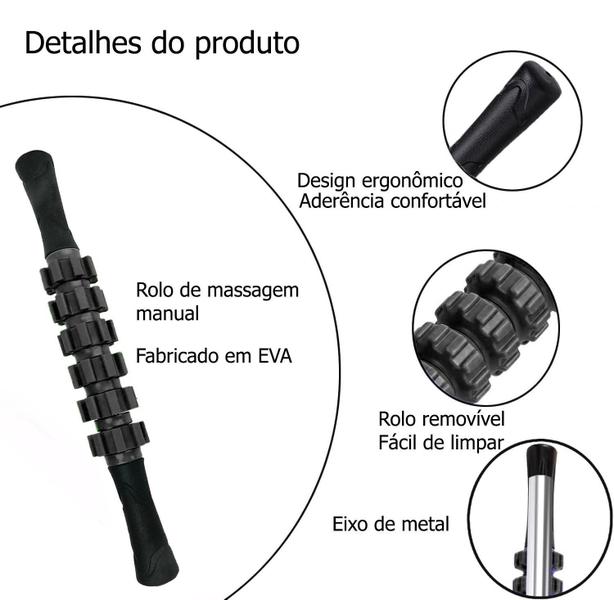 Imagem de Bastão de Massagem Miofascial Preto Tamanho M