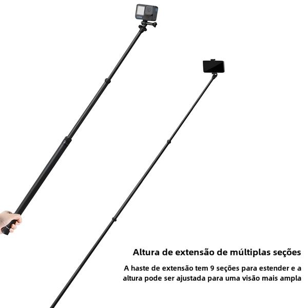 Imagem de Bastão de Selfie Extensível de Fibra de Carbono (300cm) - Compatível com Insta360 X3, Go3 e DJI GoPro