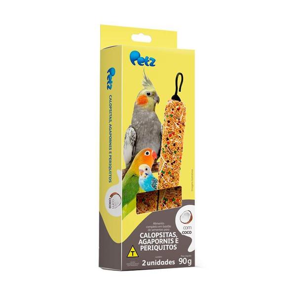 Imagem de Bastão de Sementes Petz com Coco para Calopsitas, Agapornis e Periquitos - 2 Unidades - 90 g