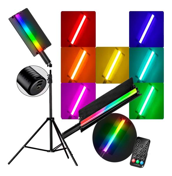 Imagem de Bastão Iluminação Tubo Com Led Rgb Luxceo 36w Fotos Tripe 2m