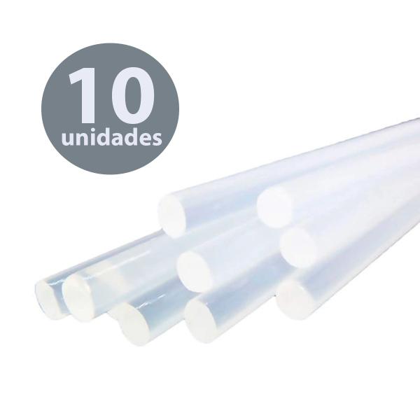 Bastão Refil De Cola Quente Fino - Transparente - 7mm- 10pçs - BRW Imagem de Bastão Refil De Cola Quente Fino - Transparente - 7mm- 10pçs