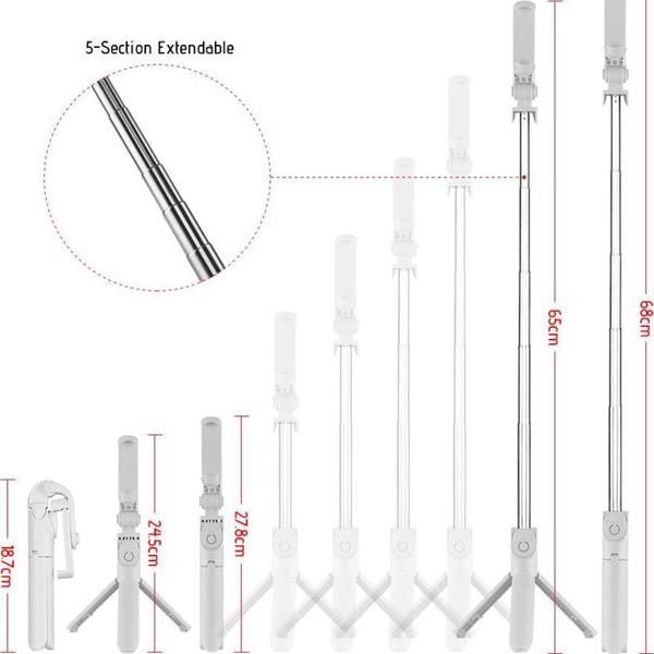 Imagem de Bastão Retrátil 3 em 1 Tripé Suporte Estabilizador Para Celular Filmagem Gravação Vídeo
