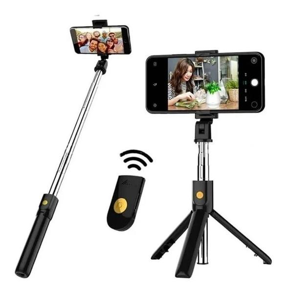 Imagem de Bastão Tripé Bluetooth Mini 360º Pau De Selfie 3em 1 Celular controle remoto