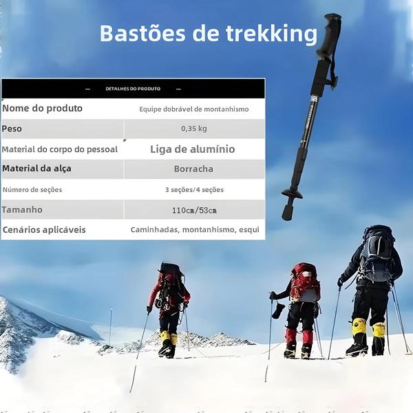 Imagem de Bastões De Trekking Dobráveis Ultraleves Com Absorção De Choque Para Acampamento Ao Ar Livre E