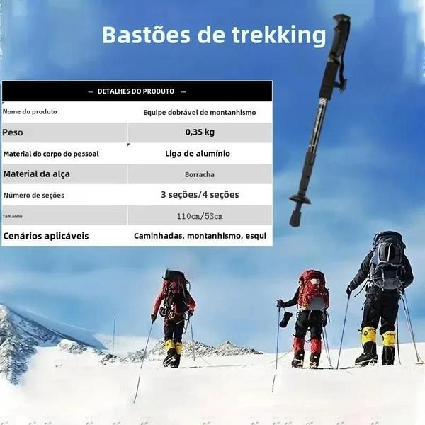 Imagem de Bastões de Trekking Dobráveis Ultraleves com Absorção de Choque - Para Acampamento e Trilhas