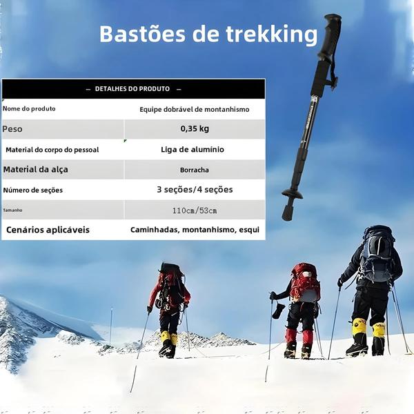 Imagem de Bastões de Trekking Dobráveis Ultraleves com Absorção de Choque - Para Caminhadas e Camping