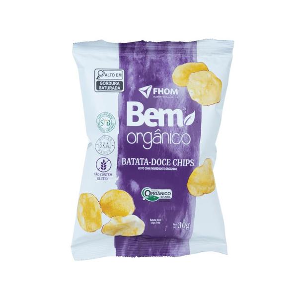 Batata Doce Chips Bem Orgânico 30g Vegano Sem Glúten FHOM Imagem de Batata Doce Chips Bem Orgânico 30g Vegano Sem Glúten FHOM