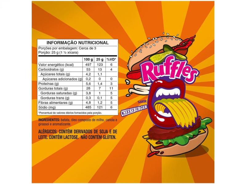 Batata Lanchonete Ruffles Hamburguer 70g Imagem de Batata Lanchonete Ruffles Hamburguer 70g