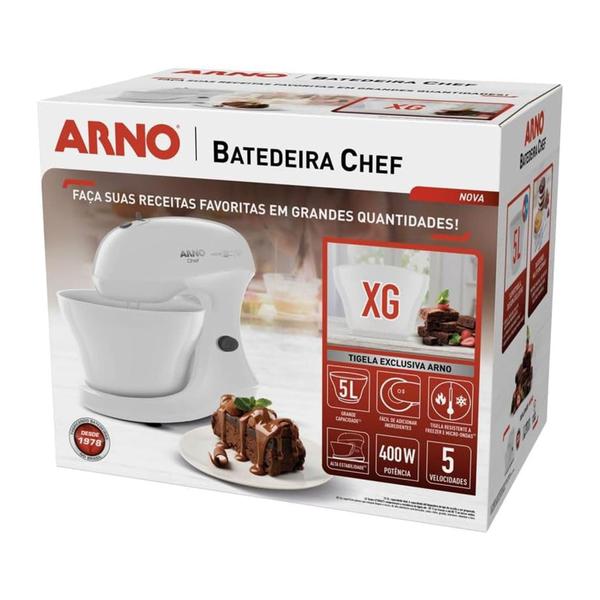 Imagem de Batedeira Arno Chef  400w 5 Litros 5 Velocidades Branca