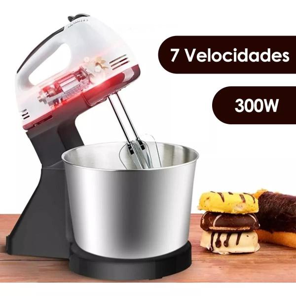 Imagem de Batedeira Com Tigela Inox 7 Velocidades 110V Com Gancho Batedor Chantily Massas Bolos Completa