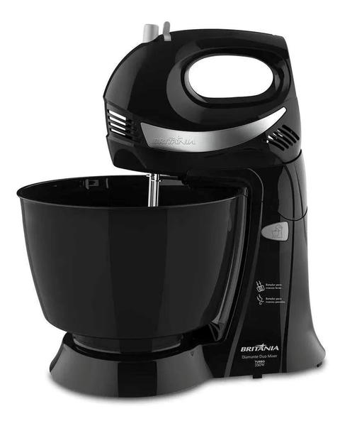 Batedeira Diamante Duo Mixer Turbo 4,3l 350w 127V Cor Preto Britânia - BRITANIA Batedeira Diamante Duo Mixer Turbo 4,3l 350w 127V Cor Preto Britânia - BRITANIA