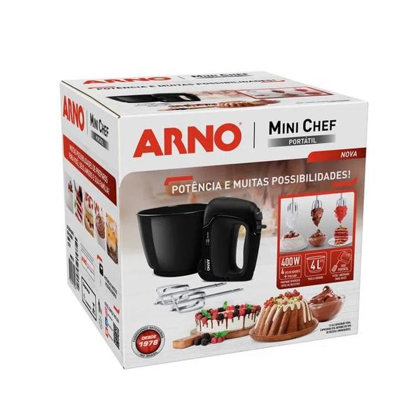 Imagem de Batedeira Elétrica Arno Mini Chef 4 Litros 2 Tigelas HM11 400W Preto