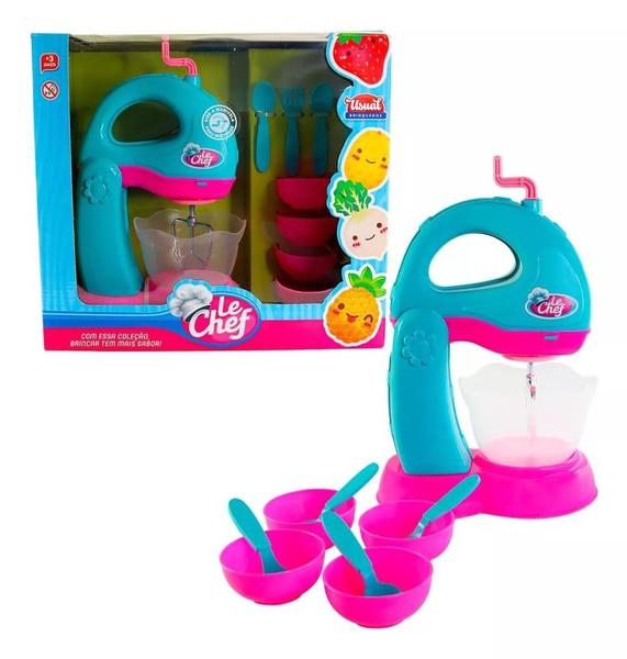 Imagem de Batedeira Le chef Brinquedo Infantil Kit 8 Acessórios