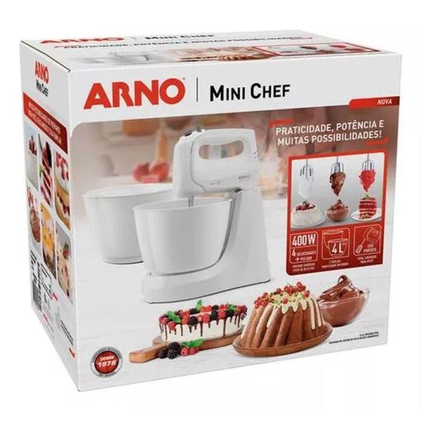 Imagem de Batedeira Mini Chef Portátil 400w Com 2 Tigelas 110V - Arno