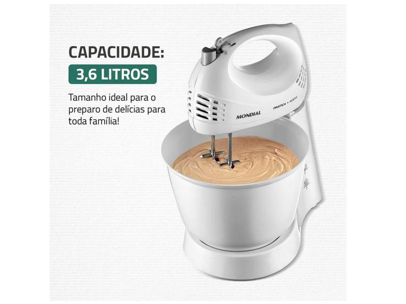 Imagem de Batedeira Mondial Branca 127V - 400W Prática B-44-W 3 Velocidades