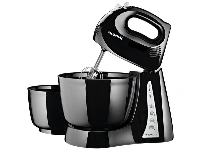 Batedeira Mondial Portátil Preta e Prata - Premium B-04 NP 400W 4 Velocidades Batedeira Mondial Portátil Preta e Prata - Premium B-04 NP 400W 4 Velocidades