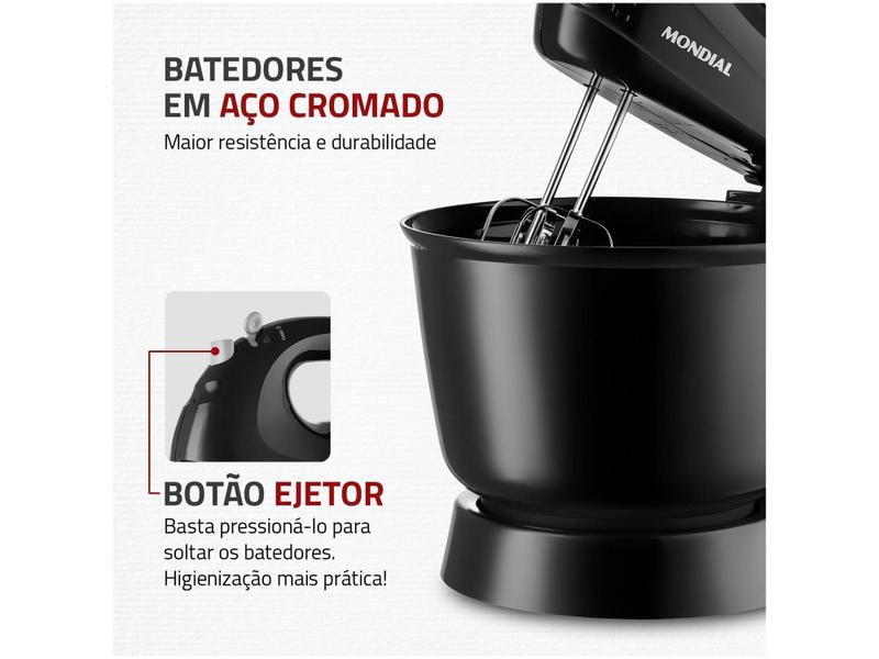 Imagem de Batedeira Mondial Preta 400W Prática B-44-B - 3 Velocidades