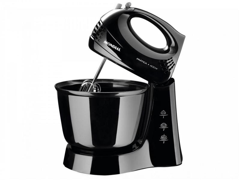 Batedeira Mondial Preta 400W Prática B-44-B - 3 Velocidades Batedeira Mondial Preta 400W Prática B-44-B - 3 Velocidades