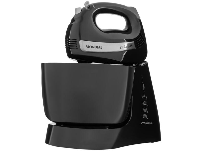Batedeira Mondial Preta 500W Premium - Due Cake Inox B-50-B 4 Velocidades Batedeira Mondial Preta 500W Premium - Due Cake Inox B-50-B 4 Velocidades