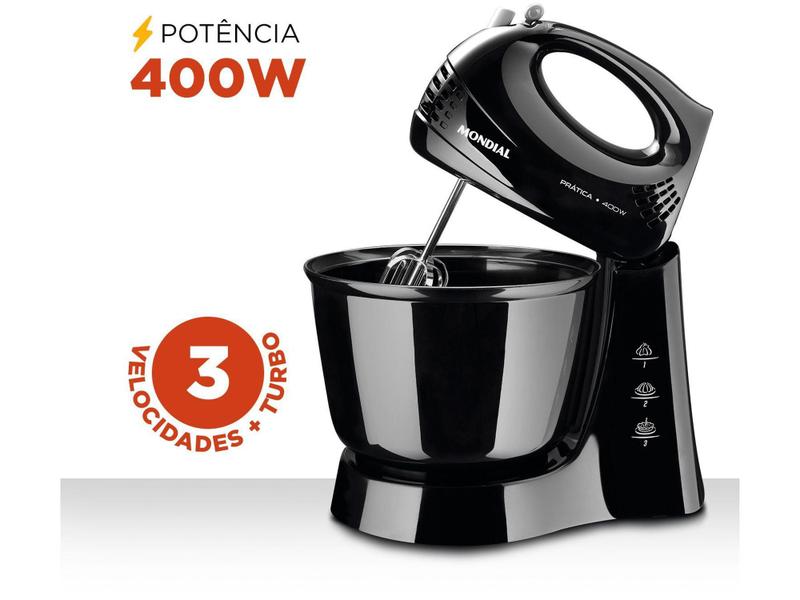 Imagem de Batedeira Mondial Preto 400W Prática B-44-B - 3 Velocidades