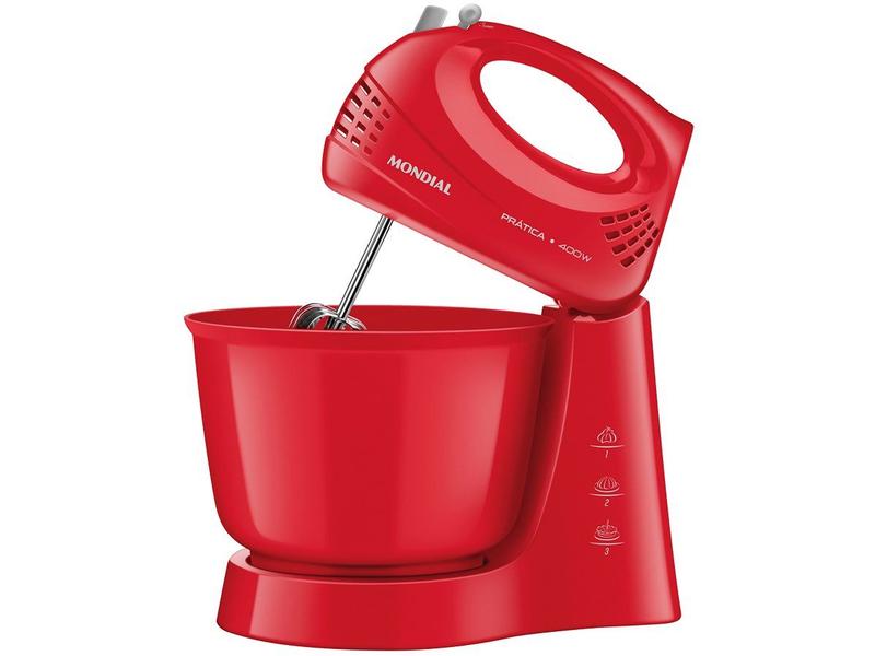 Batedeira Mondial Vermelha 400W Prática - B-44-R 3 Velocidades Batedeira Mondial Vermelha 400W Prática - B-44-R 3 Velocidades