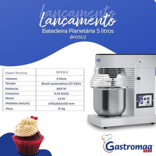 Imagem de Batedeira planetaria 5lts painel digital 10 velocidades bp-05g g2 bivolt gastromaq