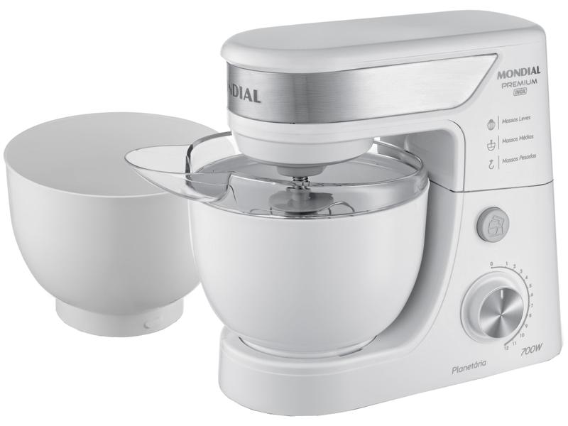 Batedeira Planetária Mondial Branco e Inox 700W - Premium 12 Velocidades Batedeira Planetária Mondial Branco e Inox 700W - Premium 12 Velocidades