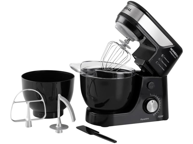 Batedeira Planetária Mondial Preto e Inox 700W - Premium 12 Velocidades Batedeira Planetária Mondial Preto e Inox 700W - Premium 12 Velocidades