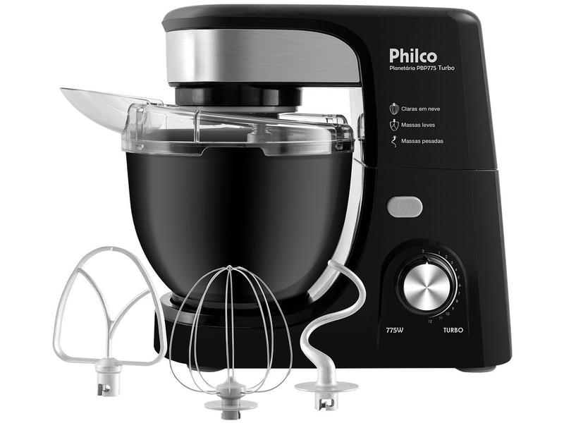 Batedeira Planetária Philco Preta 775W 12 Velocidades 4 Litros Turbo PBP775P Batedeira Planetária Philco Preta 775W 12 Velocidades 4 Litros Turbo PBP775P