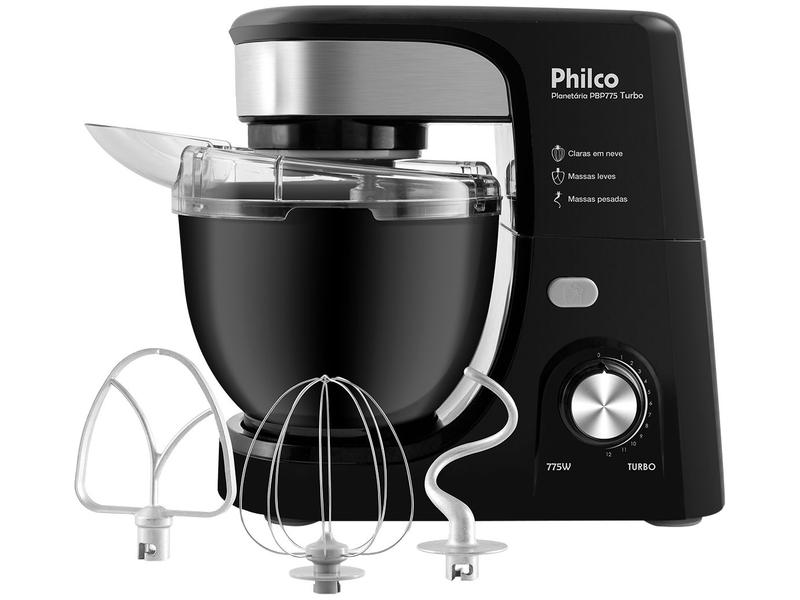 Batedeira Planetária Philco Preta 775W 12 Velocidades 4 Litros Turbo PBP775P Batedeira Planetária Philco Preta 775W 12 Velocidades 4 Litros Turbo PBP775P