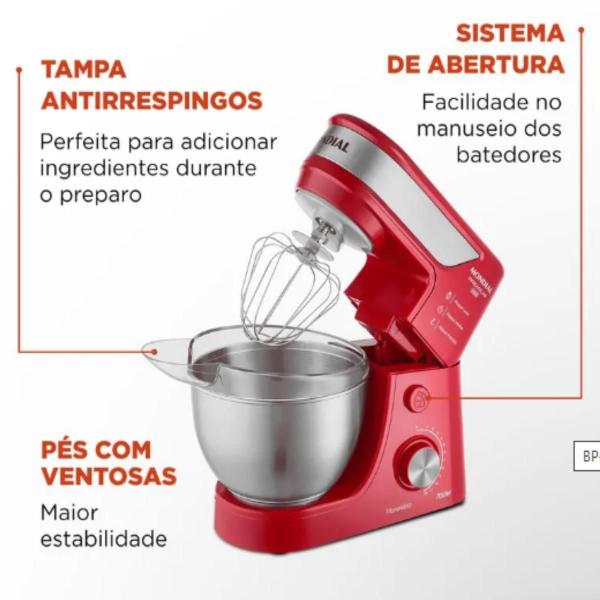 Imagem de Batedeira Planetária Premium com 12 Velocidades  700W  Tigela em  Inox  BP-02P-R-TI Mondial