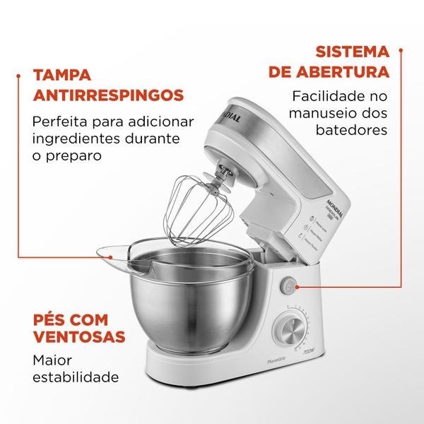 Imagem de Batedeira Planetária Premium Inox Mondial  BP-02P-W-TI