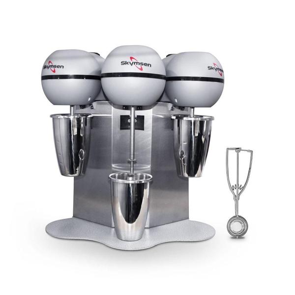 Imagem de Batedor de Milk Shake 3 Copos 0,8L Profissional Inox BMS-3 127V Skymsen + Concha de Sorvete Extrator