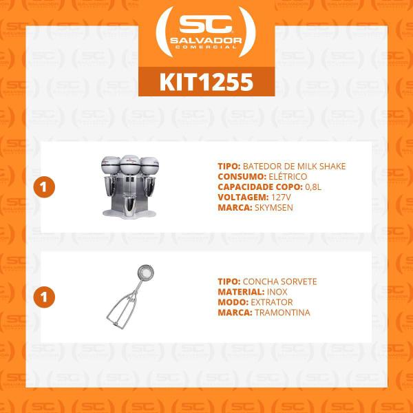 Imagem de Batedor de Milk Shake 3 Copos 0,8L Profissional Inox BMS-3 127V Skymsen + Concha de Sorvete Extrator